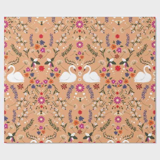  delicate kleine bloem met witte zwaan en cadeaupapier (Vlak)