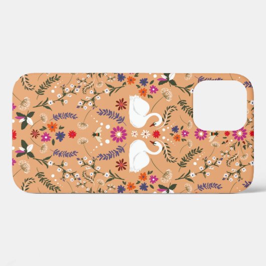  delicate kleine bloem met witte zwaan en Case-Mate iPhone case (Achterkant (horizontaal))