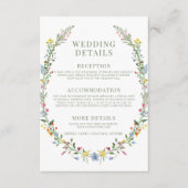 Delicate kleurrijke wildflower bruiloft details ka informatiekaartje (Voorkant)