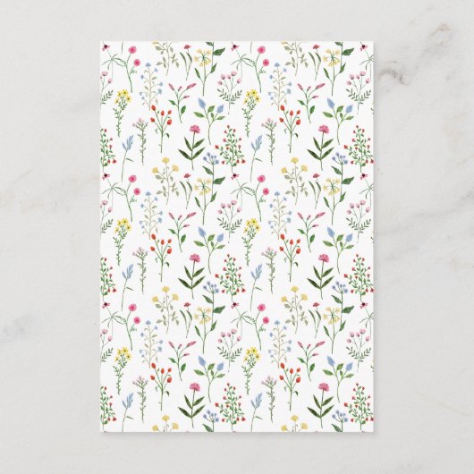 Delicate kleurrijke wildflower bruiloft details ka informatiekaartje (Achterkant)