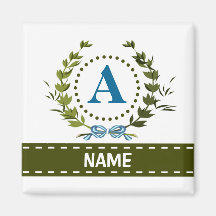 Delicate klimopkrans en lint naam met monogram A