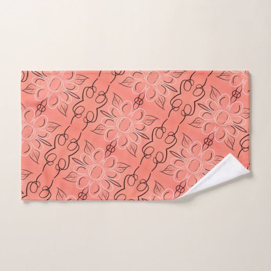 Delicate koraal bloemige handdoek set (Handdoek)