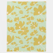 Delicate kosmos bloemen goudbeige groene warme dor fleece deken (Voorkant)