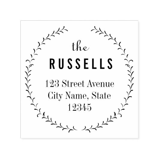 Delicate krans gepersonaliseerde rubberen stempel (Design)