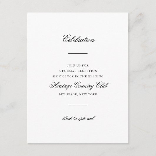 Delicate Lace Black en Gold Script Receptie Informatiekaartje (Voorkant)