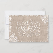 Delicate Lace Burlap Rustieke bruiloft RSVP (Voorkant)