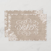 Delicate Lace Burlap Rustieke bruiloft RSVP (Voorkant / Achterkant)