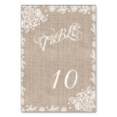 Delicate Lace Burlap Rustieke Trouwtafel Nummers Kaart (Achterkant)