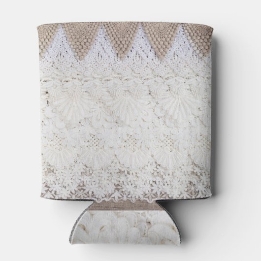 Delicate Lace doek textuur achtergrond Blikjeskoeler (Achterkant)