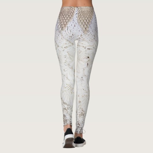 Delicate Lace doek textuur achtergrond Leggings (Achterkant)