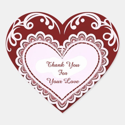 Delicate Lace Heart Card Hart Sticker (Voorkant)