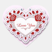 Delicate Lace Heart Card Hart Sticker (Voorkant)