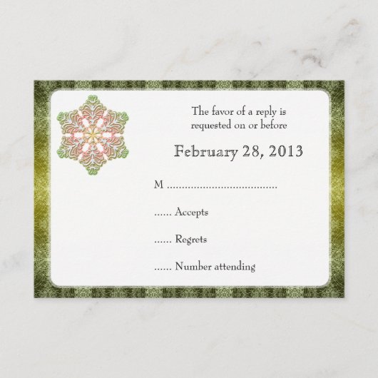 Delicate Lace Snowflake Winter Wedding Reply Kaart (Voorkant)