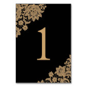 Delicate Lace Zwart en Gouden Script Bruiloft Kaart (Voorkant)