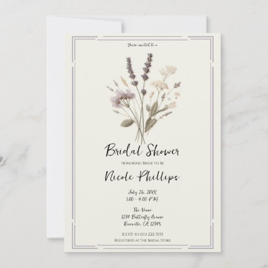 Delicate Lavendel Bloemen Vrijgezellenfeest Kaart (Voorkant)