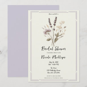 Delicate Lavendel Bloemige Bruiloftsdouche Kaart
