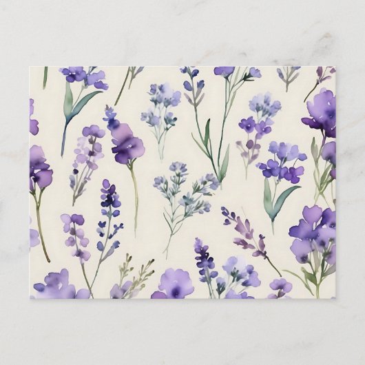 Delicate Lavendel Dream Waterverf Bloemen Briefkaart (Voorkant)
