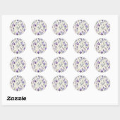 Delicate Lavendel Dream Waterverf Bloemen Ronde Sticker (Vel)