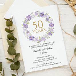 Delicate Lavendel Floral Garland 50e bruiloft Kaart