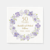 Delicate Lavendel Floral Garland 50e bruiloft Servet (Voorkant)