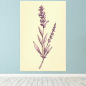 Delicate Lavendel Sprig op Cream Achtergrond Canvas Afdruk (Insitu (Houten vloer))
