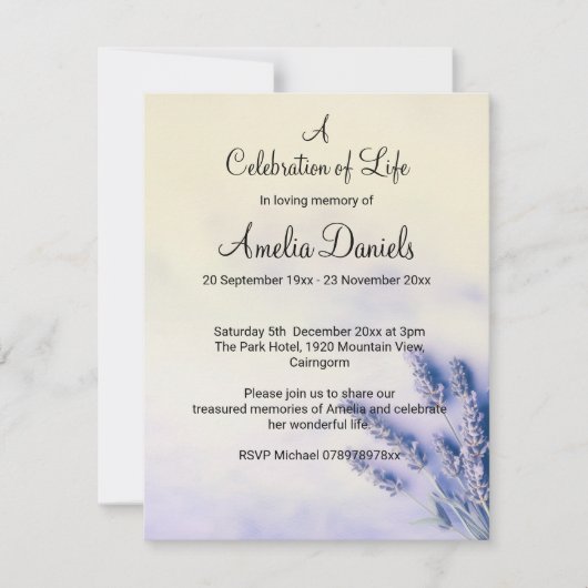 Delicate Lavendel Viering van het Leven Kaart (Voorkant)