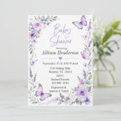 Delicate Lavendel Vlinder Baby Shower Kaart (Staand voorkant)