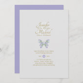 Delicate Lavendel Vlinder Trouw Uitnodiging (Voorkant / Achterkant)