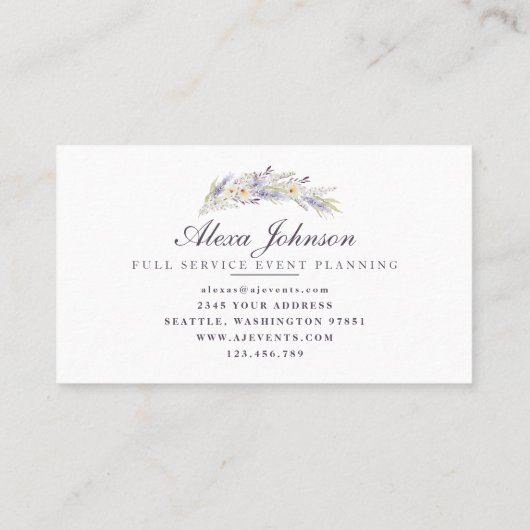 Delicate Lavender Bouquet Visitekaartje (Achterkant)