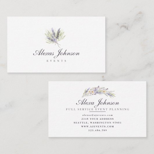 Delicate Lavender Bouquet Visitekaartje (Voorkant / Achterkant)