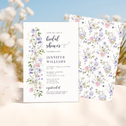 Delicate Lavender Wildflower Boho Vrijgezellenfees Kaart