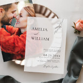 Delicate Leaf Sketch Eenvoudige bruiloft Vellum Uitnodigingen