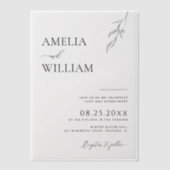 Delicate Leaf Sketch Eenvoudige bruiloft Vellum Uitnodigingen (Voorkant)