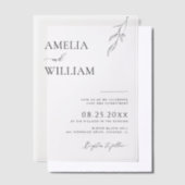 Delicate Leaf Sketch Eenvoudige bruiloft Vellum Uitnodigingen (Offset)