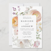 Delicate Lente Bloemen Lijst Bruiloft Kaart (Voorkant)