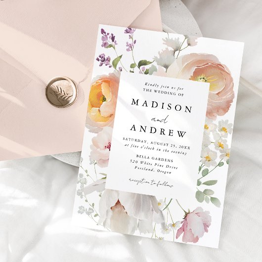 Delicate Lente Bloemen Lijst Bruiloft Kaart