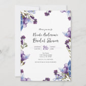 Delicate Lente Bloemen Paarse Bruiloft Feest Kaart (Voorkant)