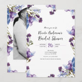 Delicate Lente Bloemen Paarse Bruiloft Feest Kaart (Voorkant / Achterkant)