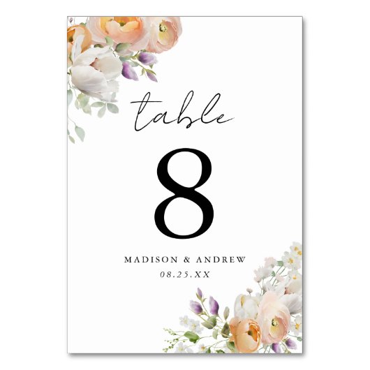 Delicate lente bloemenboeketten bruiloft kaart (Achterkant)