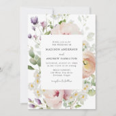 Delicate lente bloemenbruiloft kaart (Voorkant)