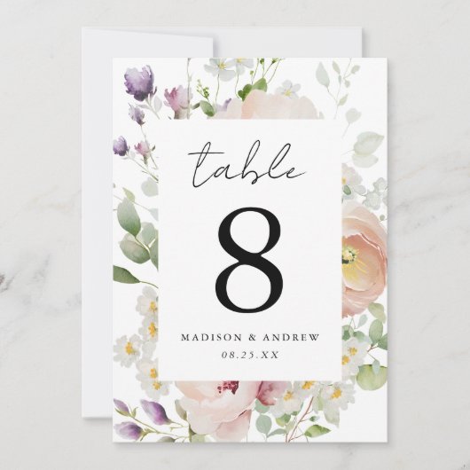 Delicate lente bloemenbruiloft tafel nummer (Voorkant)