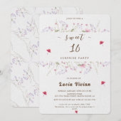 Delicate Lente Wildbloem Sweet 16 Verrassingsfeest Kaart (Voorkant / Achterkant)