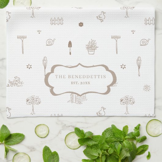 Delicate Lentetuin Monogram Theedoek (Gevouwen)