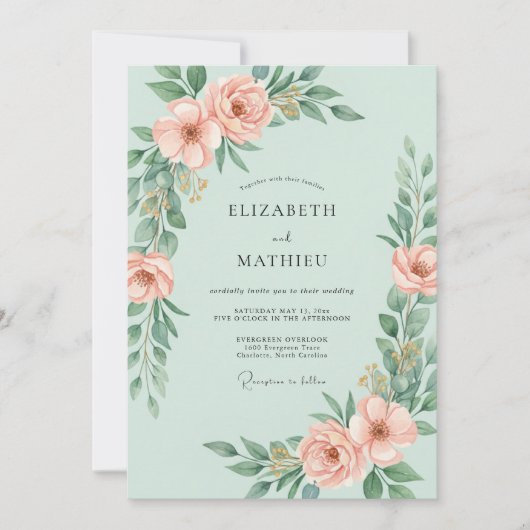 Delicate Lentewedding in Mint Kaart (Voorkant)