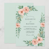 Delicate Lentewedding in Mint Kaart (Voorkant / Achterkant)