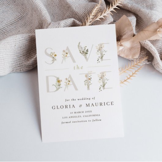 delicate letters van de bloem Sparen de Datum Save The Date