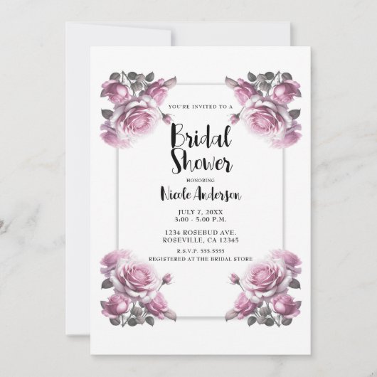 Delicate Licht Roze Rozen Shabby Shower Kaart (Voorkant)