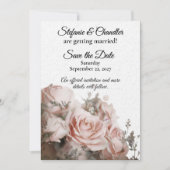 Delicate Lichtroze Rozen bruiloft Save the Date Kaart (Voorkant)