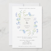 Delicate Light Blue Floral Square Lijst Weddenscha Kaart (Voorkant)