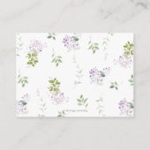 Delicate Lila bloemengroen bruiloft details Informatiekaartje (Achterkant)